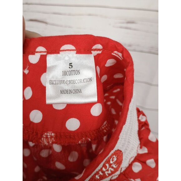 Valentines Day Polka Dot Smocked Dress Red White Hearts Girls Size 5 - Picture 7 of 7